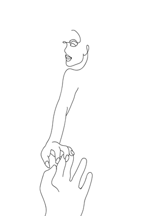 Holding Hands Line Art