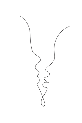 Two Faces In Profile Line Art