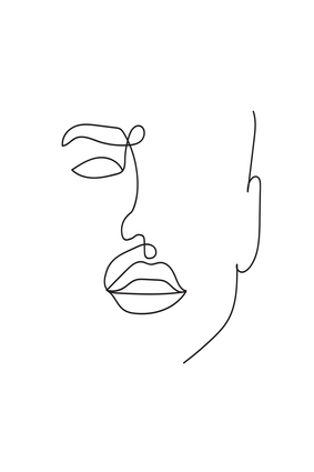 Black And White Line Art Of Face