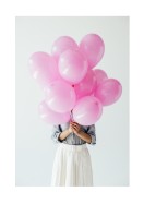Woman Holding Pink Balloons | Maak je eigen poster